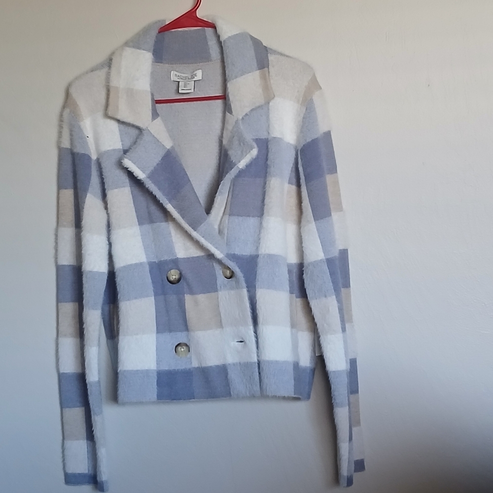 Rachel Zoe. Women's Blue and White Checkered Shirt
